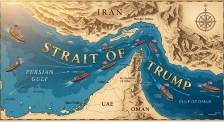 হরমুজের নাম ‘ট্রাম্প প্রণালি’ দেওয়া মানচিত্র শেয়ার করলেন ট্রাম্প